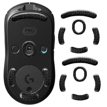Imagem de yiodelu 2 conjuntos de patins de mouse para Logitech G PRO 2 Lightspeed Wireless/G PRO Wireless Gaming Mouse Pads substituição suave durável acessórios para mouse de jogo 0,8 mm PTFE (Preto)