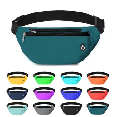 Imagem de Pochete para mulheres e homens, pochete transversal resistente à água esportiva bolsa de cintura, bolsa de cinto para viagens, caminhadas, corrida, 1 pacote - verde, Large, Pochete
