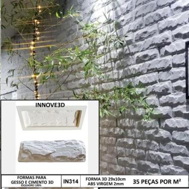 Imagem de 5 Forma 3d Tijolinho Rockface 29x10cm ABS 2mm Molde Para Gesso/Cimento