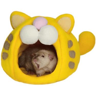 Imagem de Copfeu Gaiola de cama de porquinho da índia interior, brinquedo de ninho quente para hamster, esconderijo de pelúcia de caverna de habitat de rato, casa de animais pequenos para chinchila ouriço