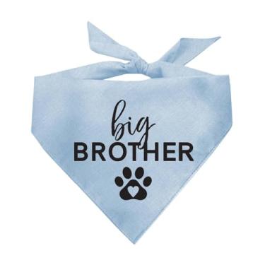 Imagem de Bandana Big Brother Dog | Triângulo ajustável 100% algodão | Feito nos EUA | Novo bebê | Acessório para sessão de fotos de anúncio de gravidez | Revelação de gênero | |Azul bebê, tamanho único (1240)