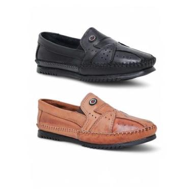 Imagem de Kit 2 Mocassim Masculino Em Couro Legitimo Dia a Dia - Rota Franca, 41