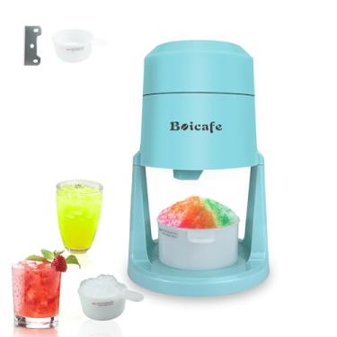 Imagem de Boicafe Máquina de barbear de cone de gelo para depilação caseira de cones de neve raspadinha para crianças, faça você mesmo, com bandeja de cubos de gelo e lâmina de substituição (azul)