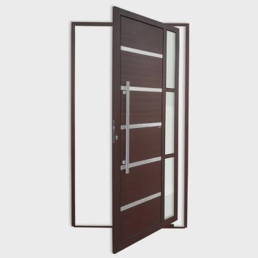 Imagem de Porta de Alumínio Pivotante Lambril 210x120cm com Puxador Corten Super Miraggio Brimak