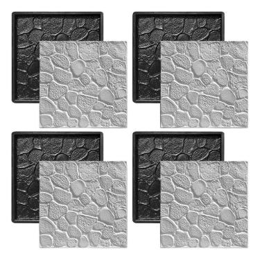 Imagem de Kit 4 Formas 3d Abs - Pedra Rústica 50x50 cm Placa Gesso Cimento 1.5mm