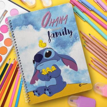 Imagem de Caderno Universitário Stitch Ohana Capa Dura 1 Matéria 80 Folhas Cultu