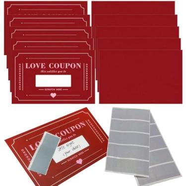 Imagem de 100 peças de cartões de raspar cupons de amor DIY para marido esposa namorado ou namorada casais arranhões adesivos diy notas de amor cartões de amor cartão tema de amor (vermelho)