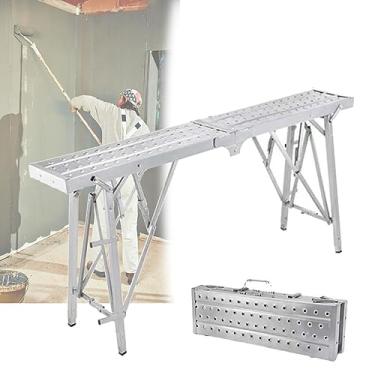 Imagem de WYUYIWH Equipamento de andaime de plataforma de trabalho andaime dobrável multiuso plataforma de trabalho andaime torre escada banco banco altura ajustável - capacidade de rolamento até 400 kg, 180 cm