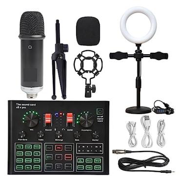 Imagem de AKALNNB Kit de placa de som microfone condensador de estúdio profissional WXH1000 kit de microfone com placa de som ao vivo, karaokê sem fio, configuração de estúdio Bluetooth para gravação M