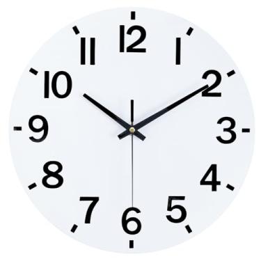 Imagem de HZDHCLH Relógio de parede 30,5 cm, silencioso, sem tique-taque, madeira, operado por pilhas, relógio de parede moderno, movimento de varredura decorativo, escritório, cozinha, casa, banheiro, sala de
