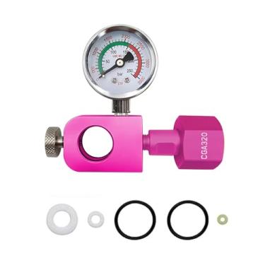 Imagem de Adaptador de recarga de refrigerante Co2 com medidor de pressão grande para cilindro de CO2 rosa, estação de enchimento de carbonatador de troca de refrigerante e CO2 compatível com tanque de soda CO2