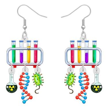Imagem de BAMAY Brincos de acrílico divertido, laboratório, química, biologia, professor, microscópio, DNA, microbiologia, formatura, joias de volta às aulas, presentes de agradecimento para professores para