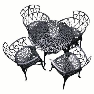 Imagem de Conjunto De Jardim Modelo Viena Mesa E 4 Cadeiras Piscina Preto