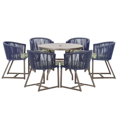 Imagem de Mesa com 6 Cadeiras de Jantar Roma 120cm e Noronha em Alumínio