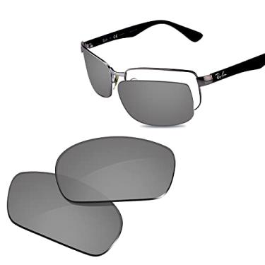 Imagem de Glintbay Lentes de óculos de sol de substituição 100% precisas para RayBan RB3478-63 mm - Espelhado prateado metálico polarizado