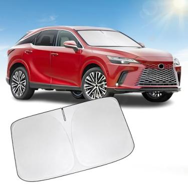 Imagem de YIZHUOMY Para-brisa dianteiro compatível com Lexus RX350 RX350h RX450h RX500h RX500h GX460 GX470, protetor de viseira bloqueia raios UV para-sol para RX/GX/LX Acessórios interiores dobráveis