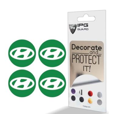 Imagem de IPG Decalque feito para Hyundai 2011-23 Sonata/Azera/Santa Fe (decalque de 5,5 cm - tampa central de 5,9 cm) fora do logotipo adesivos externos (4 unidades) (verde)