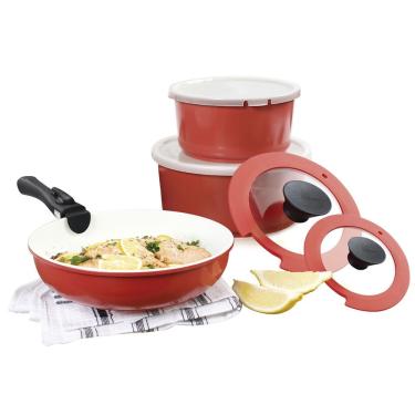 Imagem de Conjunto De Panelas Neoflam Midas Plus Alumínio Salmão 3Pçs