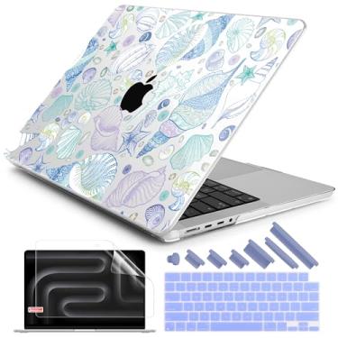 Imagem de DONGKE Capa rígida de plástico para MacBook Pro 14 polegadas com tela Retina XDR e Touch ID, 2024/2023/2021, chip M4 A3112 A3401 A3185, M3 A2918 A2992, M2 A2779, M1 A2442 Pro Max, Sea Shells