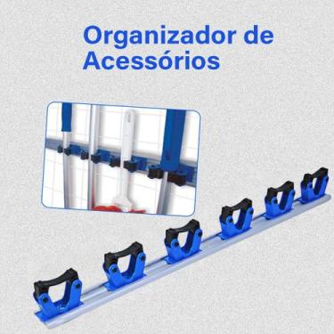 Imagem de Suporte Vassoura Inox Porta Vassoureiro Parede 4 Clips Bralimpia, 6 Cl