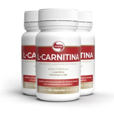 Imagem de Kit 3 L-Carnitina + B6 Vitafor 60 Cápsulas