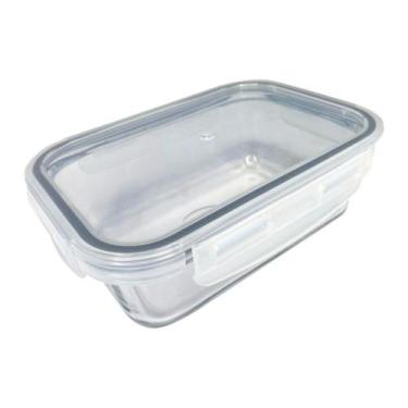 Imagem de Pote Vidro Hermético Marmita Mantimentos Cinza Tampa 640ml - WELLMIX