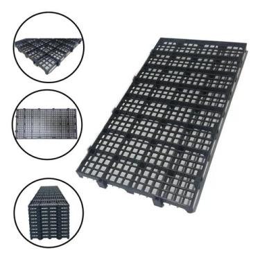 Imagem de Kit 10 Estrado Piso Pallet Plástico Resistente 25x50 Paletes Preto - T