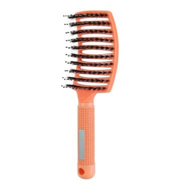 Imagem de Escova desembaraçadora para cabelos cacheados molhados | Design de nylon com dentes largos | Ferramenta para prevenção de pontas duplas (cerdas laranja)
