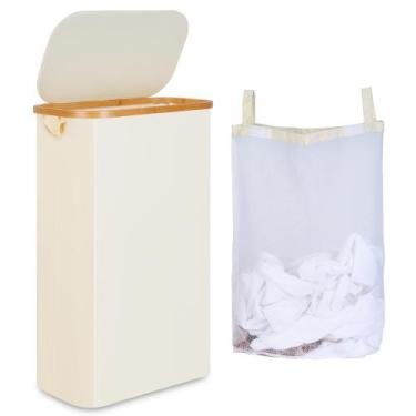 Imagem de Cesto de roupa suja ieGrow Slim com tampa e bolsa interna removível 60