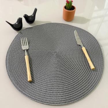 Imagem de Kit 4 Lugares Jogo Americano Descanso Prato Redondo Decorativo Supla De Mesa Posta Jantar (Cinza B)