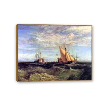 Imagem de Zeichn8u Arte de parede em tela pinturas famosas pôster de belas artes Confluência do Tâmisa e o Medway impressões famosas pinturas a óleo reprodução imagens para decoração de sala de estar 40 x 30 cm