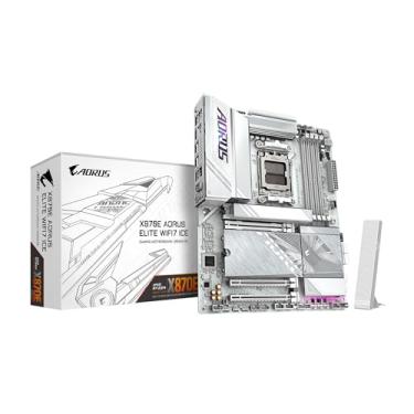 Imagem de GIGABYTE Placa mãe X870E AORUS Elite WIFI7 ICE AMD AM5 LGA 1718, ATX, DDR5, 4X M.2, PCIe 5.0, USB4, WIFI7, LAN 2,5GbE, EZ-Latch, Garantia de 5 anos