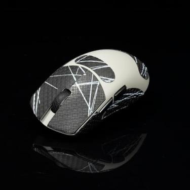 Imagem de Hokeyio Fita adesiva para Lamzu Atlantis Maya - antiderrapante, controle aprimorado, resistência ao suor, melhora a aderência FPS para jogos e proteção do mouse [pré-corte] preto e branco 0,4 mm