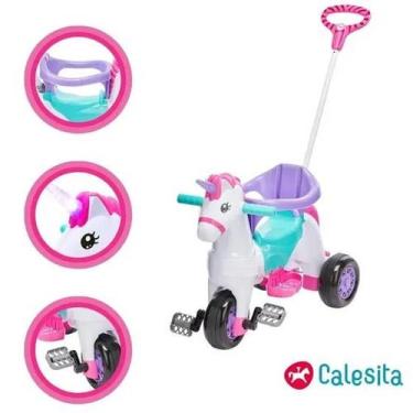 Imagem de Triciclo Unicornio Fantasy Rosa Carrinho de passeio e Pedal Calesita -