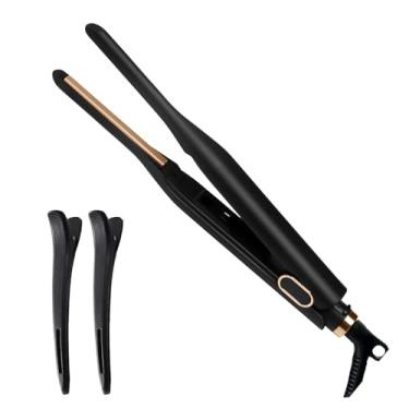 Imagem de Prancha Alisadora e Cacheadora 2 em 1 Fina Estilo Lápis - 110V-240V, Placas Cerâmicas 3D PTC Flutuantes, Aquece em 10s, Temperatura Constante, Protetor Térmico para Cabelo