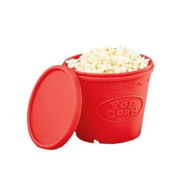 Imagem de Balde de Pipoca de Silicone para Micro-ondas - Pipoqueira Sem Óleo 1.75L, Vermelho, Estoura Pipoca em 4 Minutos, Seguro e Fácil de Limpar (-40°C a 230°C)