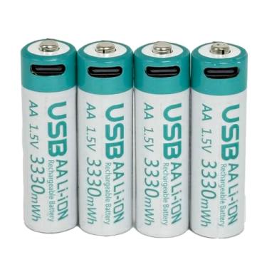 Imagem de Pilhas Recarregáveis AA 4 Unidades 3300mWh - Baterias de Alta Duração com Carregador Incluso, Embalagem Transparente