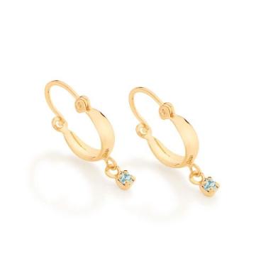 Imagem de BRINCO ARGOLA INFANTIL COM ZIRCÔNIA PENDURADAMED  2,1 CM Brinco femini