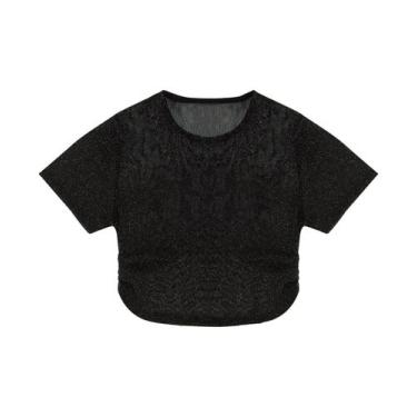 Imagem de Blusa Com Sobreposição Juvenil Feminina Minty Preto, 14, Preto