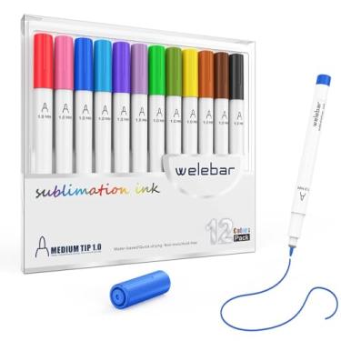 Imagem de Welebar Conjunto de canetas infusíveis de ponta 1.0 para Cricut Joy/Xtra, pacote com 12 canetas marcadoras de tinta de sublimação sortidas para transferência de calor, canecas, camiseta