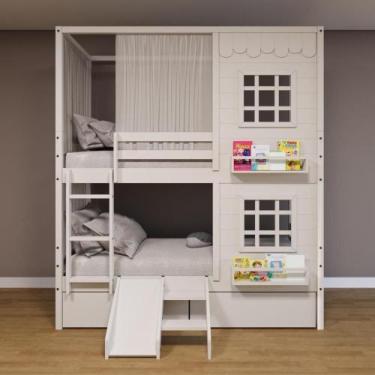 Imagem de Beliche Casinha Reta 2 Janelas 2 Gav Escorregador - Housin