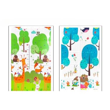 Imagem de Tatame Infantil，Almofada de Aquecimento Infantil 200cm X 150cm X 8mm, Borracha Dupla Face, Almofada de Bebê Espessada de 10mm(Árvore azul 180x120x8mm GROSSO)