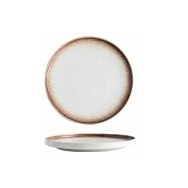 Imagem de Prato de comida ocidental simples de cerâmica retrô estilo japonês doméstico disco comercial de cerâmica grossa - prato de pizza de 25,4 cm - Mocha