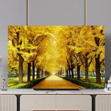 Imagem de Protetor de tela de TV universal interno para TV 32-80 polegadas capa protetora contra poeira de TV extensível para televisões pintura decorativa capa para tela plana LED LCD dourado||65 polegadas