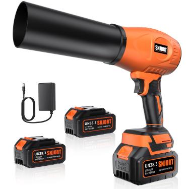 Imagem de Soprador de folhas sem fio com bateria e carregador, 500.000 RPM, bocal estendido, design leve e portátil, soprador para limpeza de pátio, soprando água do carro, soprando folhas e poeira (laranja