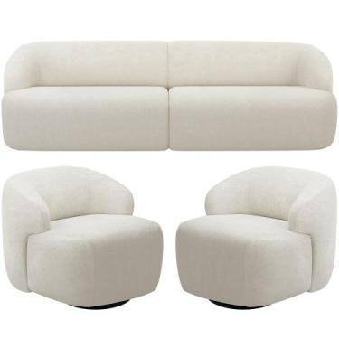 Imagem de Sofá 3 Lugares Curvo Orgânico com 02 Poltronas Para Sala Living 220cm 