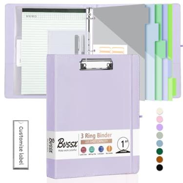 Imagem de BVSSX Fichário de 3 anéis com prancheta, fichários de 2,5 cm com bloco de notas e 5 divisórias com bolsos, etiquetas, pranchetas de poliuretano para escritório escolar (roxo, tamanho carta)