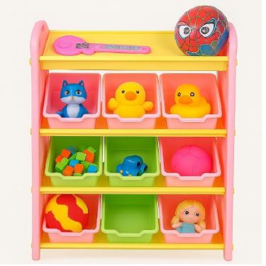 Imagem de Estante Armario Infantil Colorido 9 Gavetas 4 Prateleiras Organizador De Brinquedos Quarto Meninas