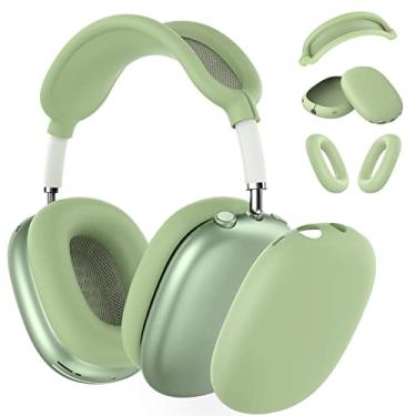Imagem de Capa de silicone para fones de ouvido AirPods Max, capa antiarranhões/capa de fone de ouvido para AirPods Max, acessórios protetores de silicone macio para Apple AirPods Max - verde