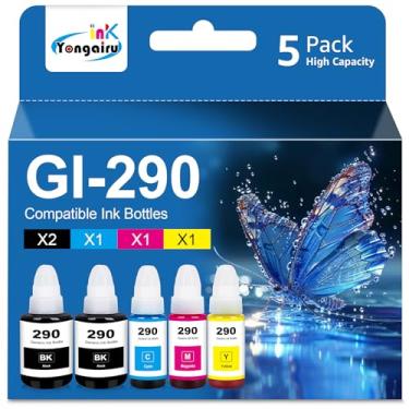 Imagem de Garrafas de tinta de substituição GI-290 para Canon GI290 GI 290 Garrafas de refil de tinta para Megatank G3200 G4210 G1000 G1100 G1200 G1310 G1400 G1800 G1810 G1900 G20000 G210 0 G2200 (pacote com 5